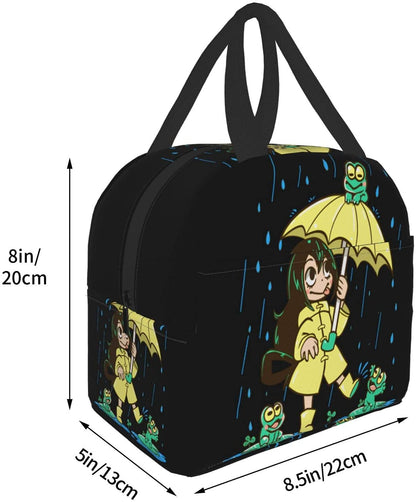 Academia Hero My Character Love Anime Best Frog Lunch Bag Women Insulated Leak Proof Reusable Lunch Tote Bag Thermal Cooler with Front Pocket for Women/Men/Girls/Boys