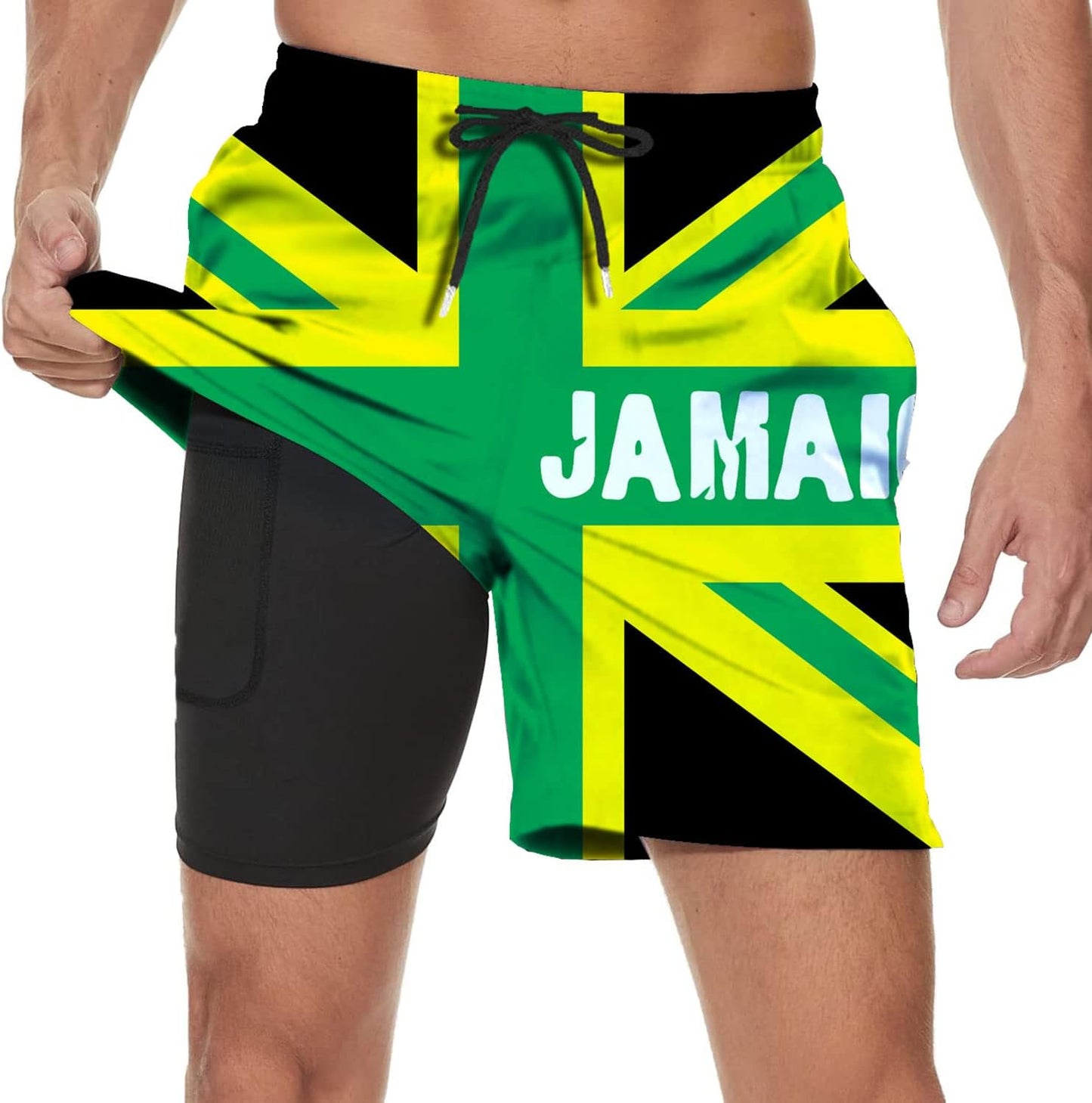 Jamaica Jamaican Kingdom Flag Men's Summer Beach Shorts, Athletic Trunks